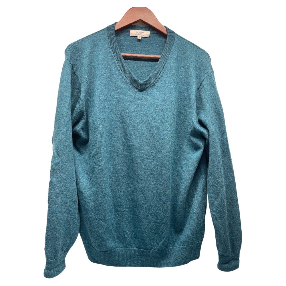 Turnbury Women's Blue Extra Fine Merino Wool 100% V-neck Sweater